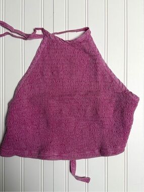 Urban Outfitters Pink Smocked Halter Crop Top